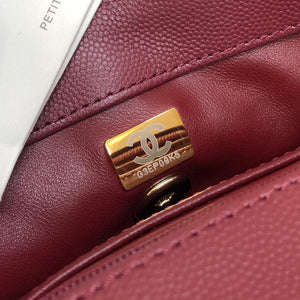Chanel A92990 Medium Flap Bag With Top Handle Bag Wine Red - Default Title - View 9