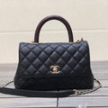 Chanel A92990 Medium Flap Bag With Brown Top Handle Bag Black - Default Title - View 1