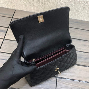 Chanel A92990 Medium Flap Bag With Brown Top Handle Bag Black - Default Title - View 8