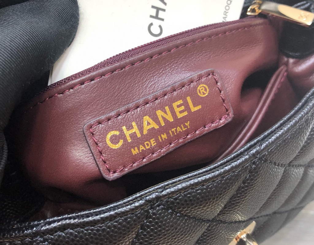 Chanel A92990 Medium Flap Bag With Brown Top Handle Bag Black