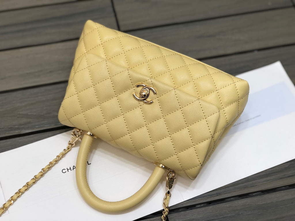 Chanel A92990 Medium Flap Bag With Top Handle Bag Yellow