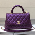 Chanel A92990 Medium Flap Bag With Top Handle Bag Purple - Default Title - View 1