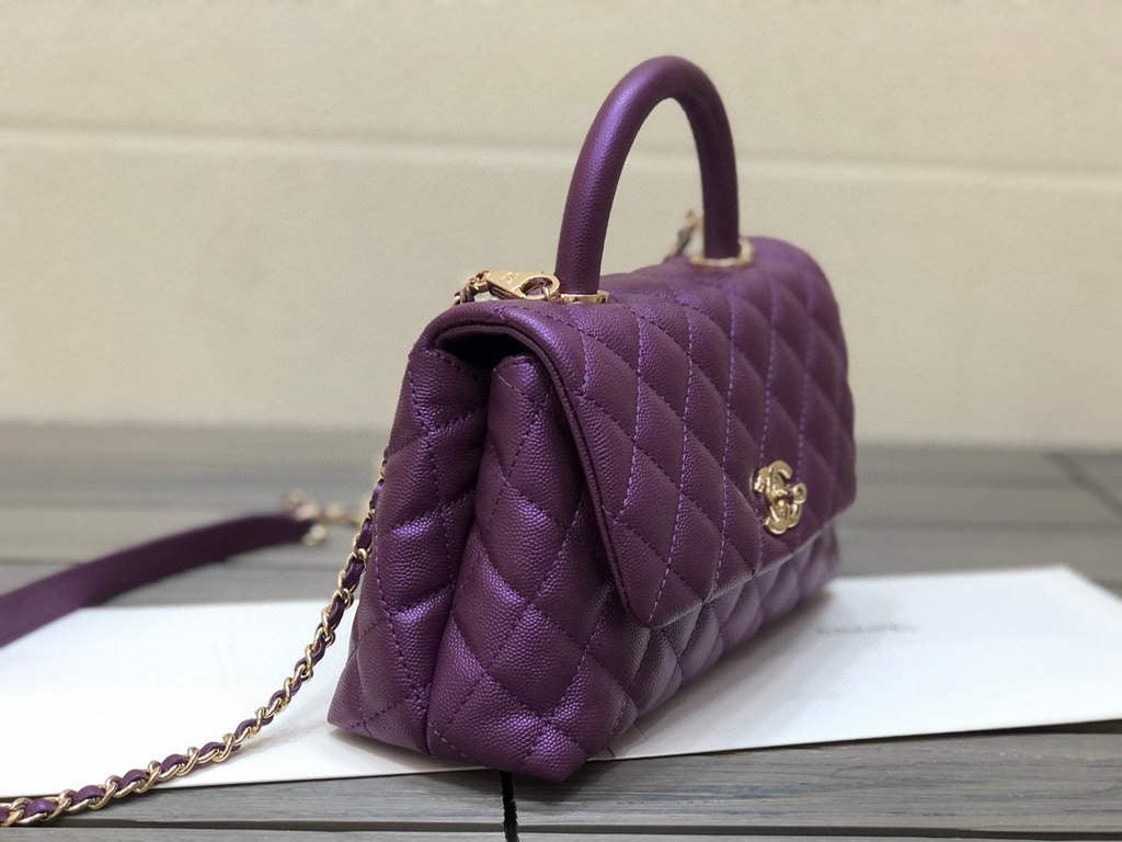 Chanel A92990 Medium Flap Bag With Top Handle Bag Purple