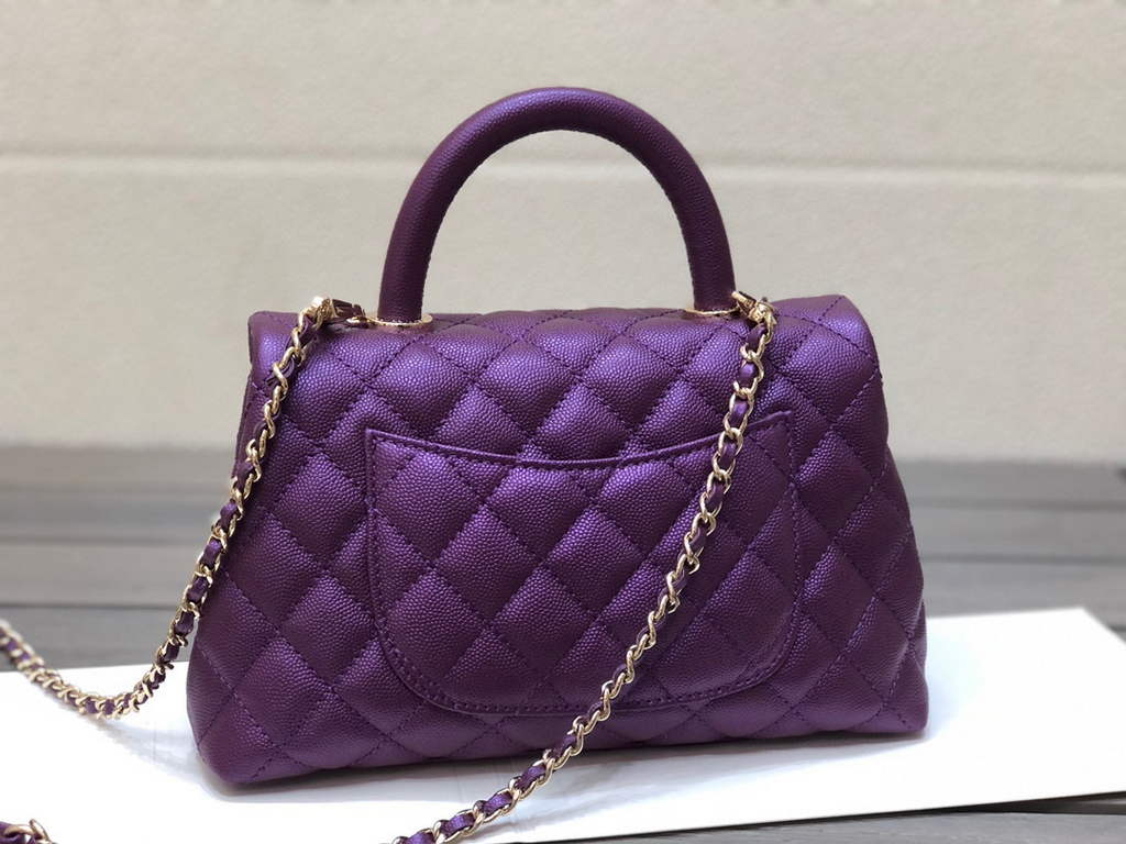 Chanel A92990 Medium Flap Bag With Top Handle Bag Purple