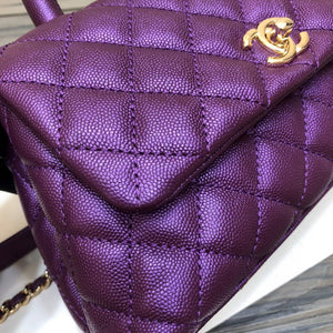 Chanel A92990 Medium Flap Bag With Top Handle Bag Purple - Default Title - View 6