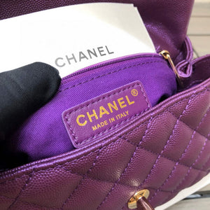 Chanel A92990 Medium Flap Bag With Top Handle Bag Purple - Default Title - View 9