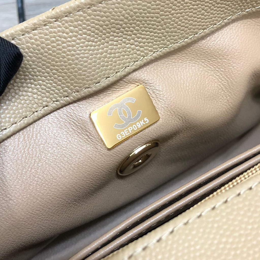 Chanel A92990 Medium Flap Bag With Top Handle Bag Light Apricot