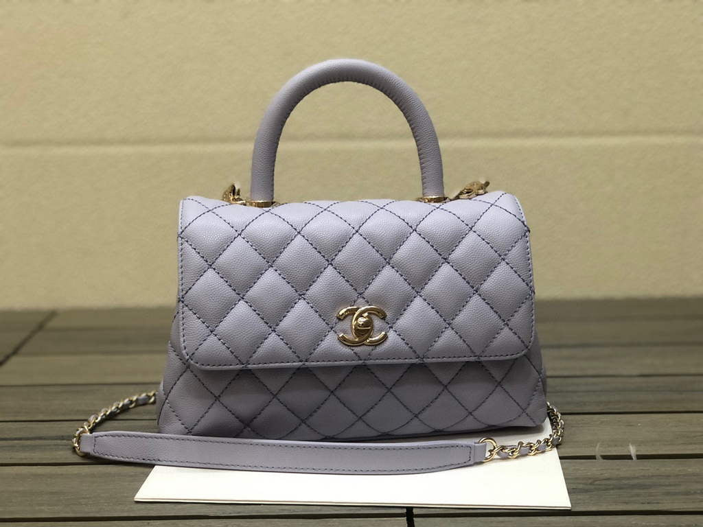 Chanel A92990 Medium Flap Bag With Top Handle Bag Light Blue