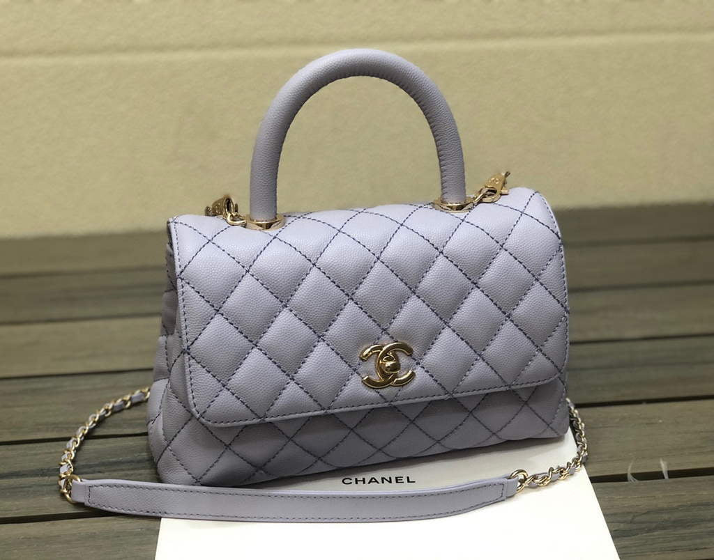 Chanel A92990 Medium Flap Bag With Top Handle Bag Light Blue
