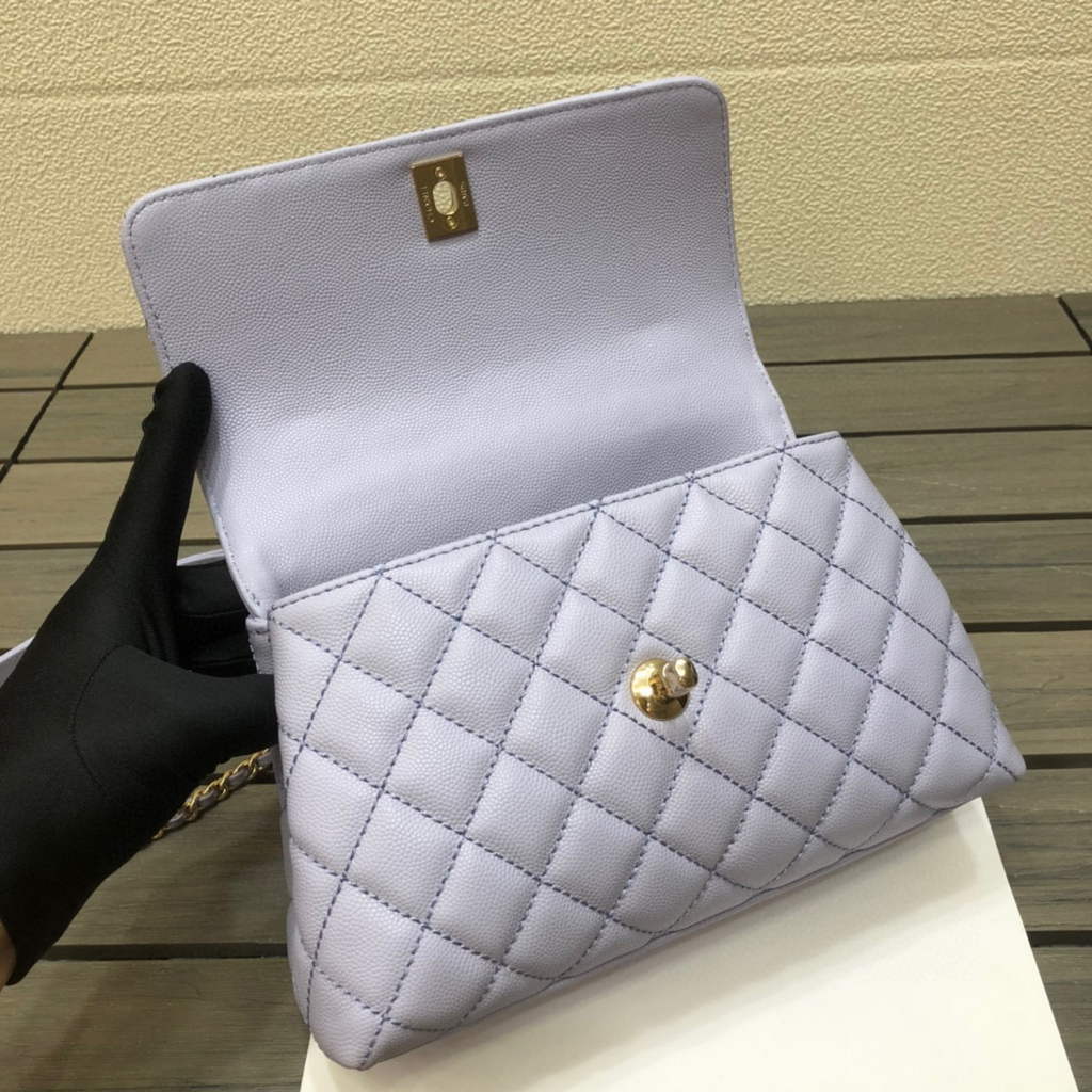 Chanel A92990 Medium Flap Bag With Top Handle Bag Light Blue