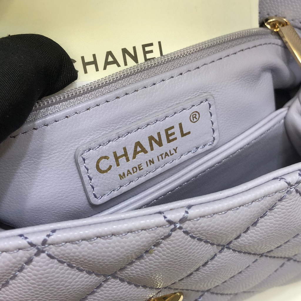 Chanel A92990 Medium Flap Bag With Top Handle Bag Light Blue