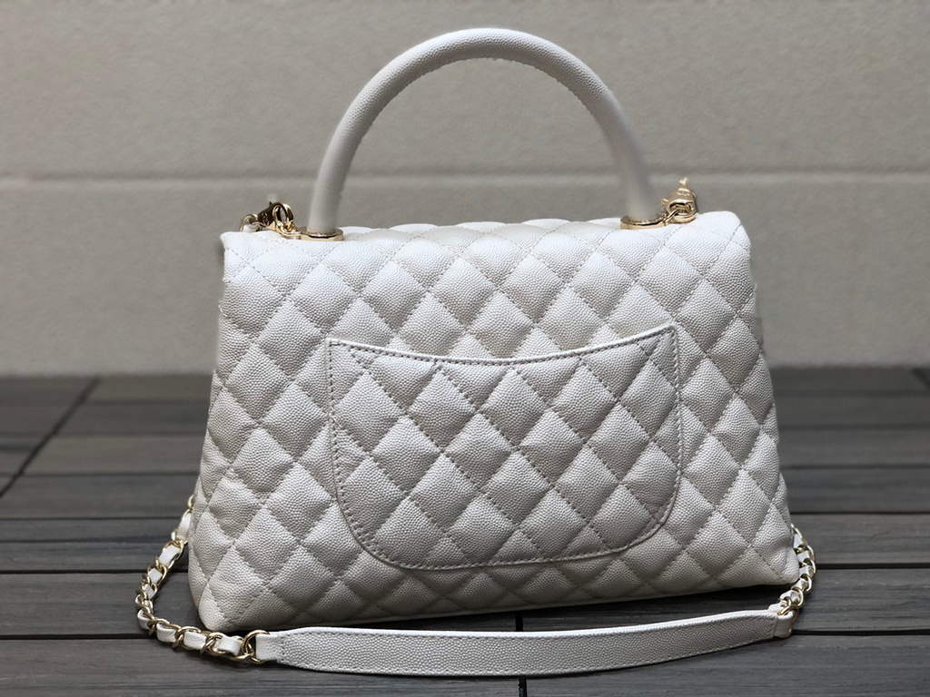 Chanel A92991 Large Flap Bag With Top Handle handBag White