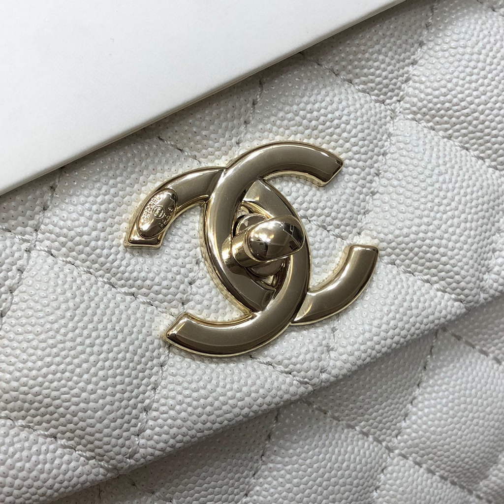 Chanel A92991 Large Flap Bag With Top Handle handBag White