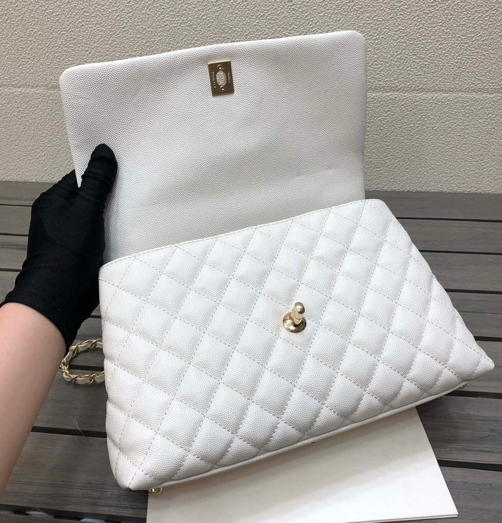 Chanel A92991 Large Flap Bag With Top Handle handBag White