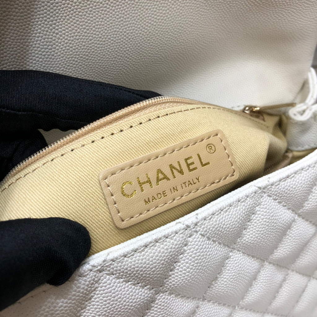Chanel A92991 Large Flap Bag With Top Handle handBag White
