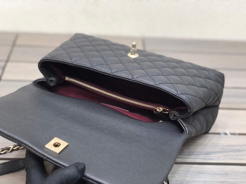 Chanel A92991 Large Flap Bag With Top Handle handBag Black