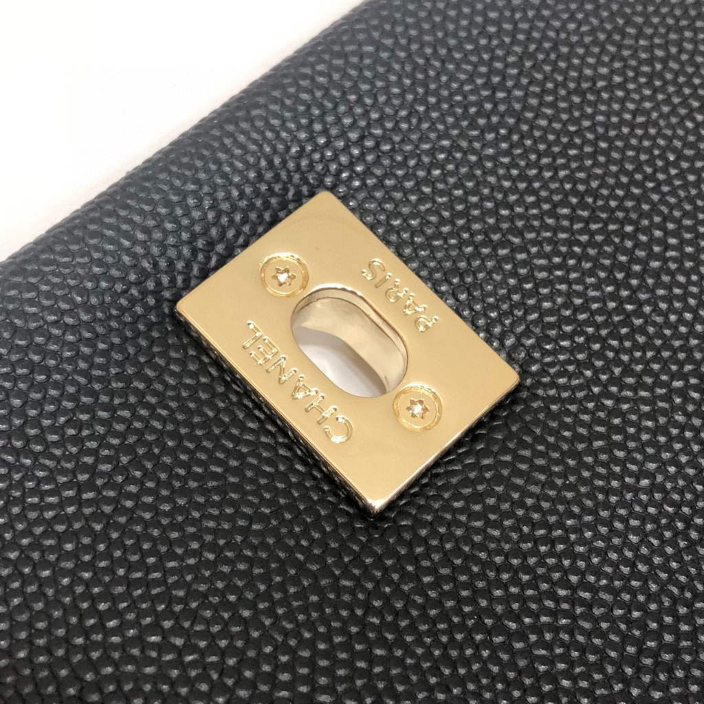 Chanel A92991 Large Flap Bag With Brown Top Handle Bag Black