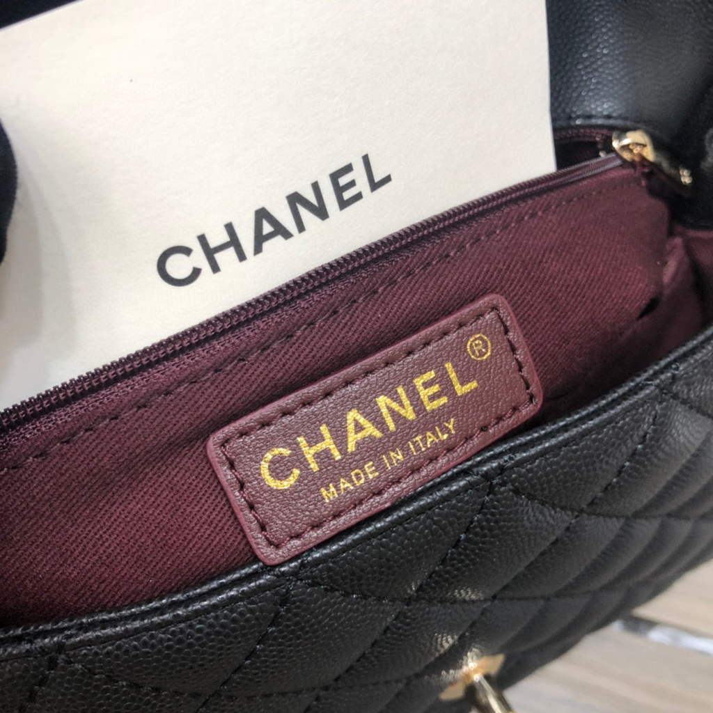 Chanel A92991 Large Flap Bag With Brown Top Handle Bag Black
