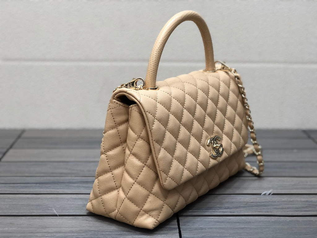 Chanel A92991 Large Flap Bag With Top Handle Bag Apricot
