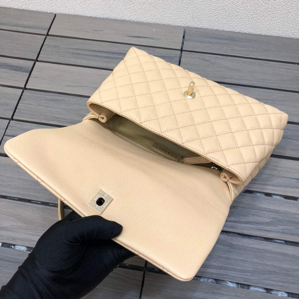Chanel A92991 Large Flap Bag With Top Handle Bag Apricot
