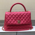 Chanel A92991 Large Flap Bag With Top Handle handBag Rose Red - Default Title - View 1