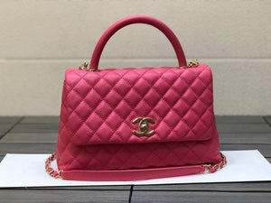 Chanel A92991 Large Flap Bag With Top Handle handBag Rose Red - Default Title - View 1