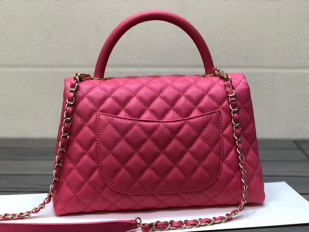 Chanel A92991 Large Flap Bag With Top Handle handBag Rose Red