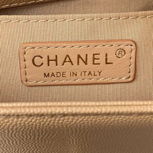 Chanel A94805 Boy Flap Bag With Handle Grained Shiny Calfskin Gold Tone Metal Beige - Default Title - View 8