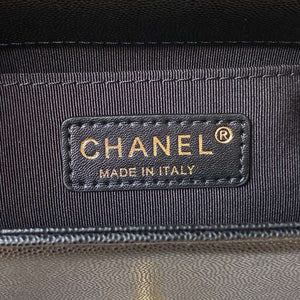 Chanel A94805 Boy Flap Bag With Handle Grained Shiny Calfskin Gold Tone Metal Black - Default Title - View 8