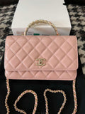 Chanel A96033 Woc Wallet on Chain With Small flower Handle Pink Lambskin