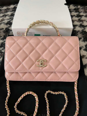 Chanel A96033 Woc Wallet on Chain With Small flower Handle Pink Lambskin - Default Title - View 1