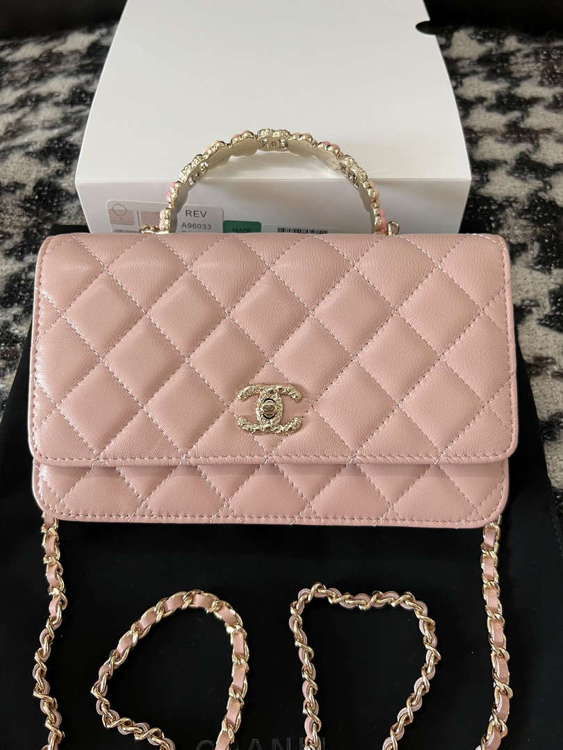 Chanel A96033 Woc Wallet on Chain With Small flower Handle Pink Lambskin