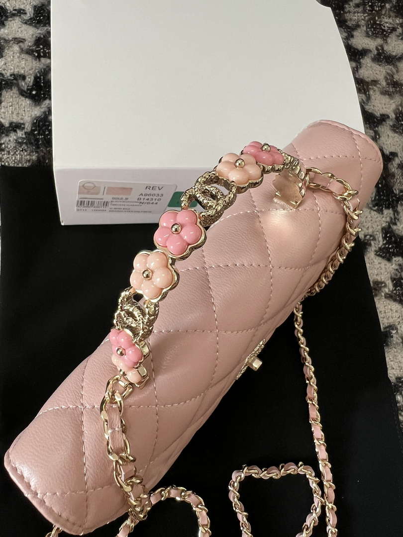Chanel A96033 Woc Wallet on Chain With Small flower Handle Pink Lambskin - Default Title - View 2