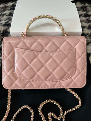 Chanel A96033 Woc Wallet on Chain With Small flower Handle Pink Lambskin - Default Title - View 3