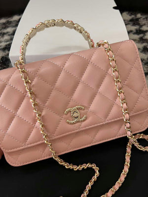 Chanel A96033 Woc Wallet on Chain With Small flower Handle Pink Lambskin - Default Title - View 4