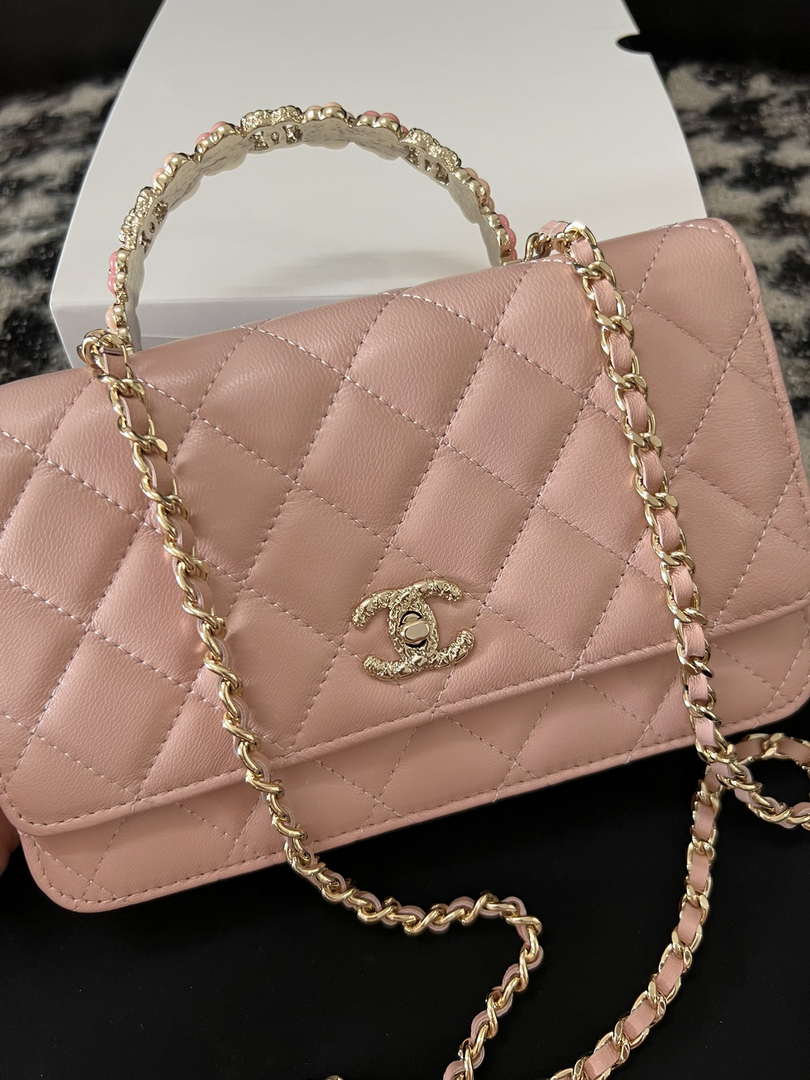 Chanel A96033 Woc Wallet on Chain With Small flower Handle Pink Lambskin - Default Title - View 4