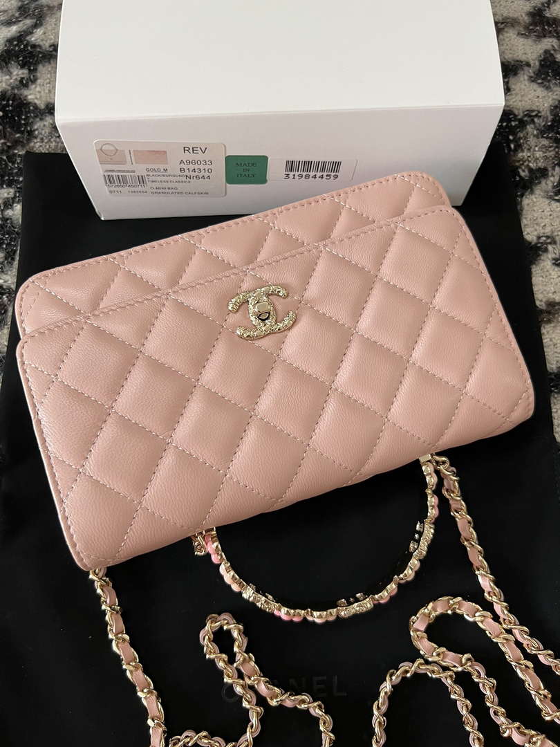 Chanel A96033 Woc Wallet on Chain With Small flower Handle Pink Lambskin