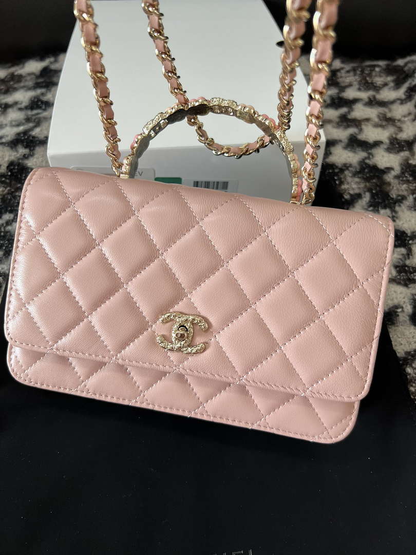Chanel A96033 Woc Wallet on Chain With Small flower Handle Pink Lambskin - Default Title - View 9