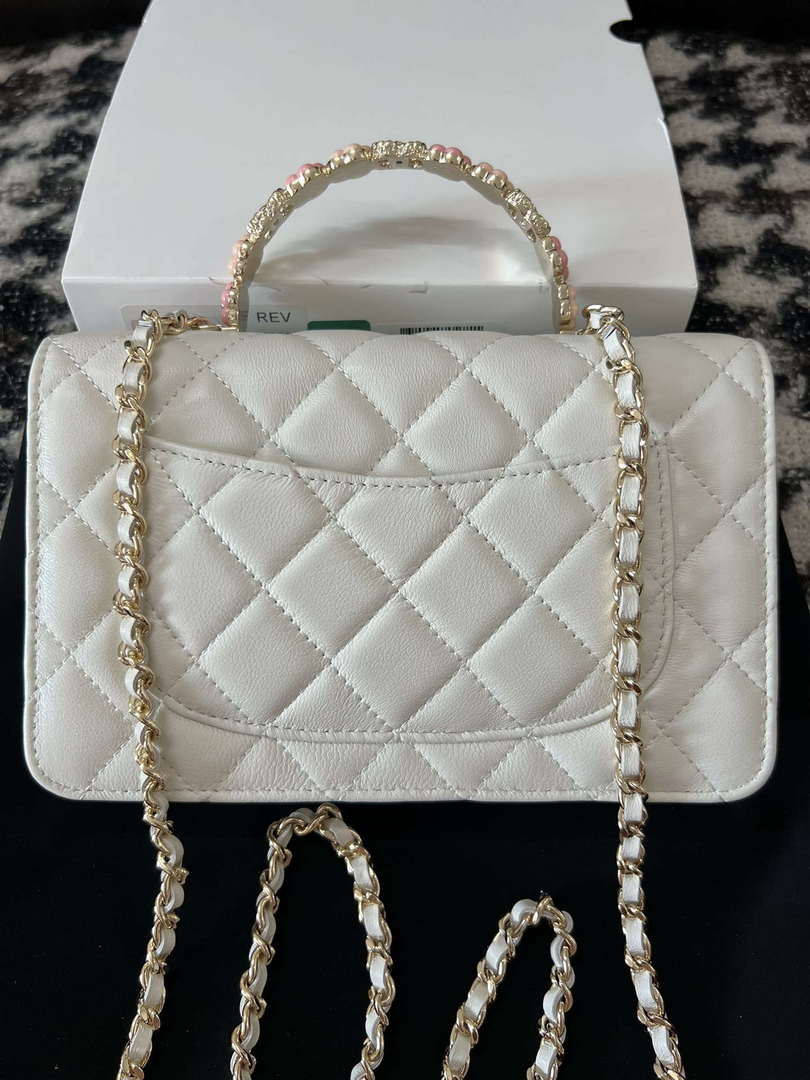 Chanel A96033 Woc Wallet on Chain With Small flower Handle White Lambskin - Default Title - View 2