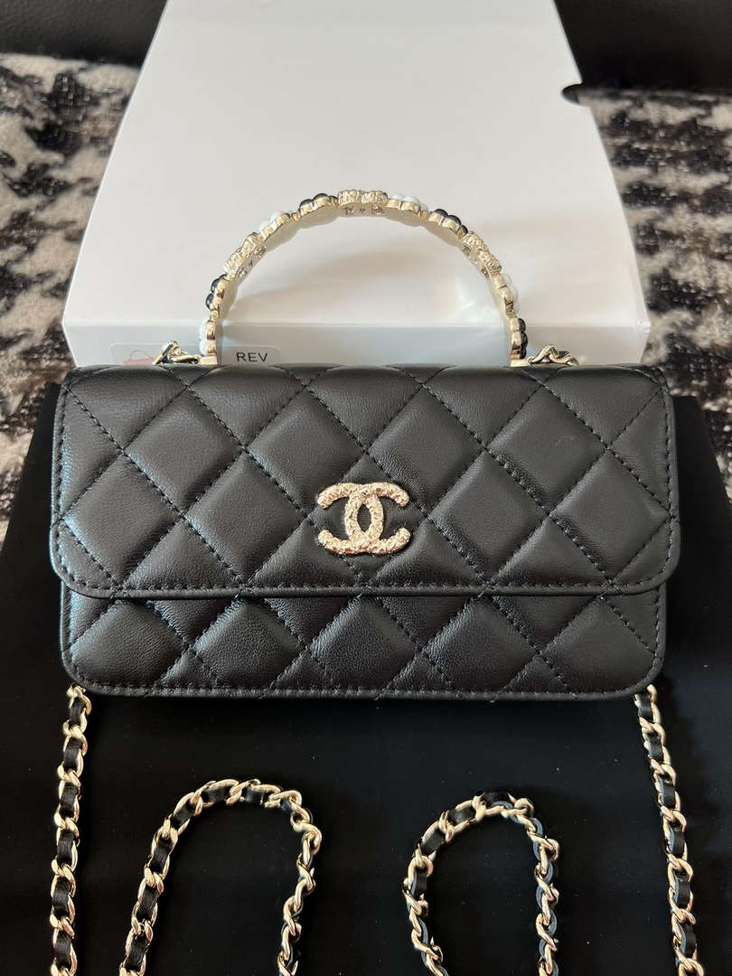 Chanel A96034 Woc Wallet on Chain With Small flower Handle Black Lambskin