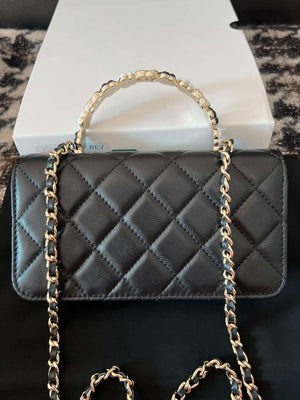 Chanel A96034 Woc Wallet on Chain With Small flower Handle Black Lambskin - Default Title - View 2