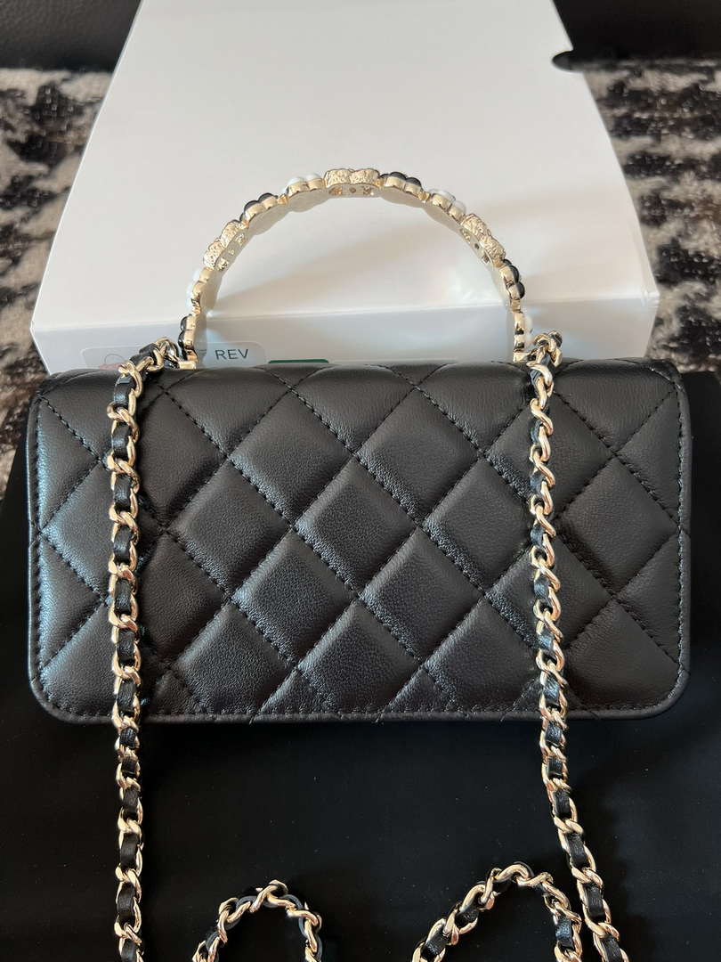 Chanel A96034 Woc Wallet on Chain With Small flower Handle Black Lambskin