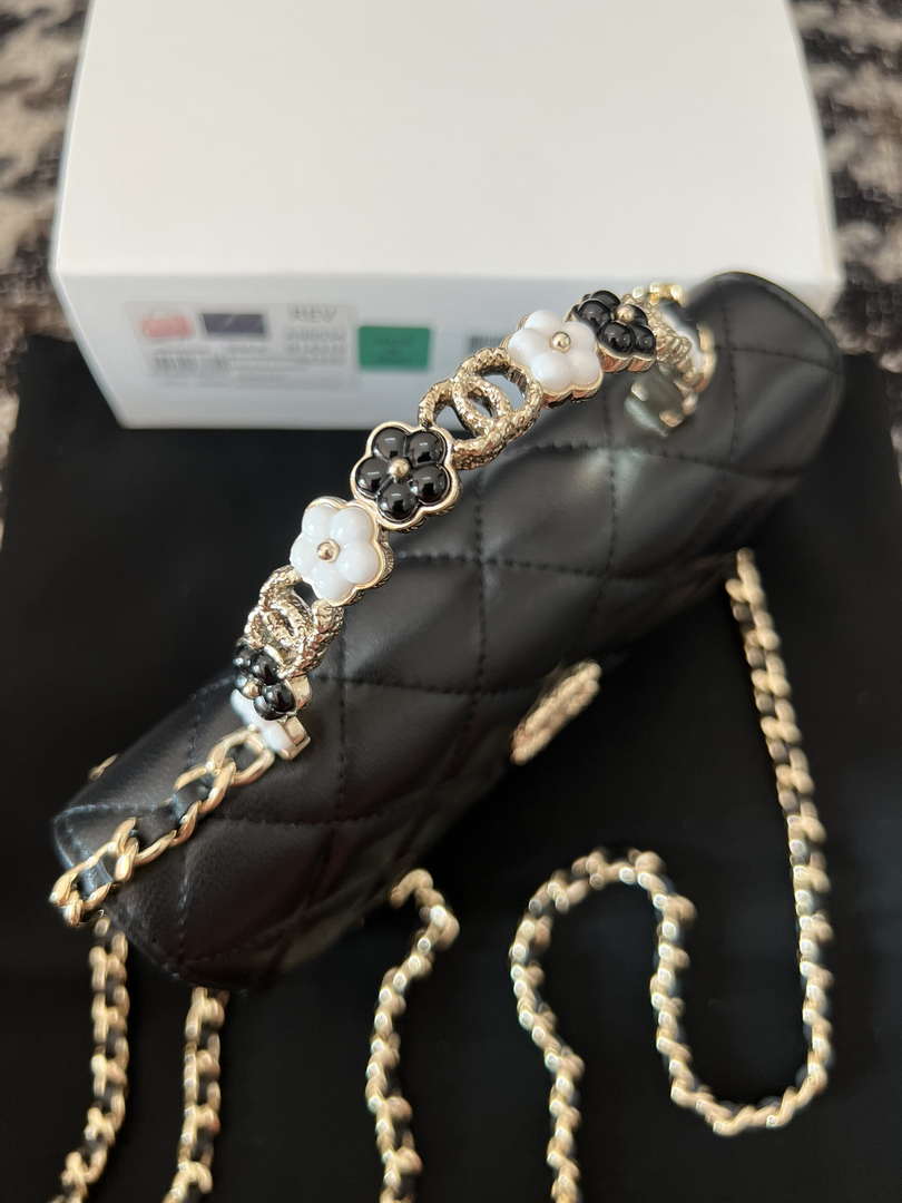 Chanel A96034 Woc Wallet on Chain With Small flower Handle Black Lambskin - Default Title - View 3