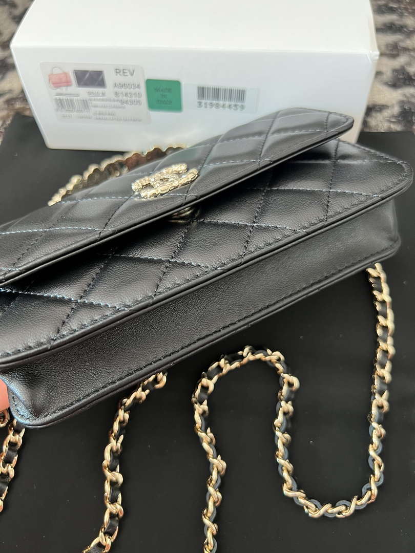Chanel A96034 Woc Wallet on Chain With Small flower Handle Black Lambskin - Default Title - View 4