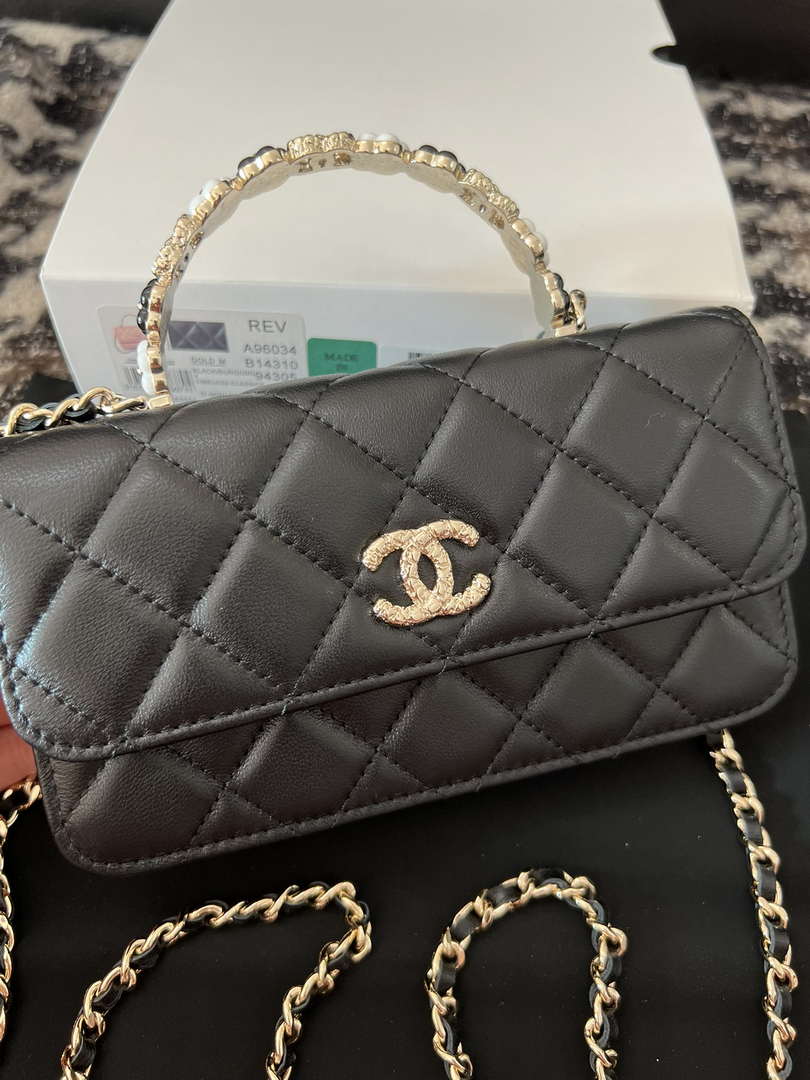 Chanel A96034 Woc Wallet on Chain With Small flower Handle Black Lambskin