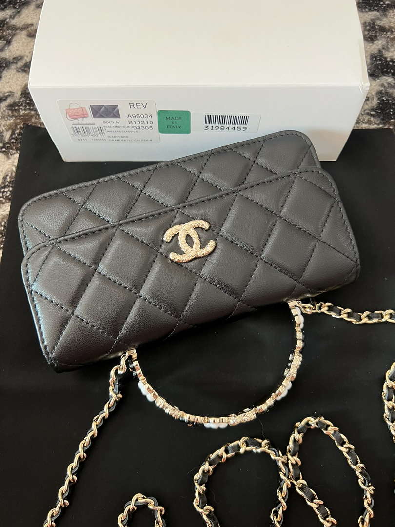 Chanel A96034 Woc Wallet on Chain With Small flower Handle Black Lambskin