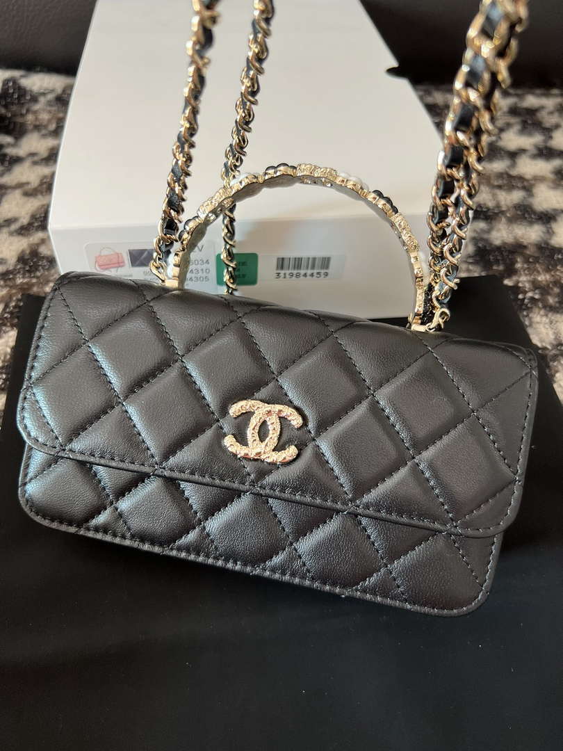 Chanel A96034 Woc Wallet on Chain With Small flower Handle Black Lambskin