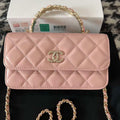Chanel A96034 Woc Wallet on Chain With Small flower Handle Pink Lambskin - Default Title - View 1