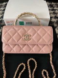Chanel A96034 Woc Wallet on Chain With Small flower Handle Pink Lambskin