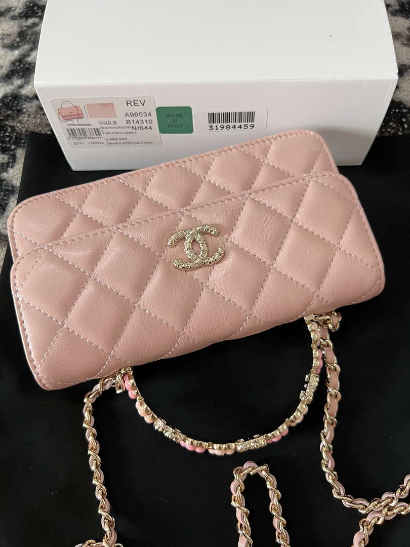 Chanel A96034 Woc Wallet on Chain With Small flower Handle Pink Lambskin